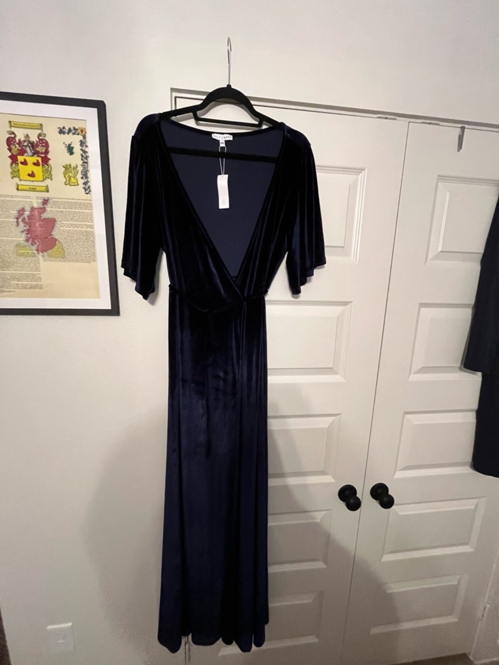 Baltic Born Navy Velvet Wrap Maxi Dress